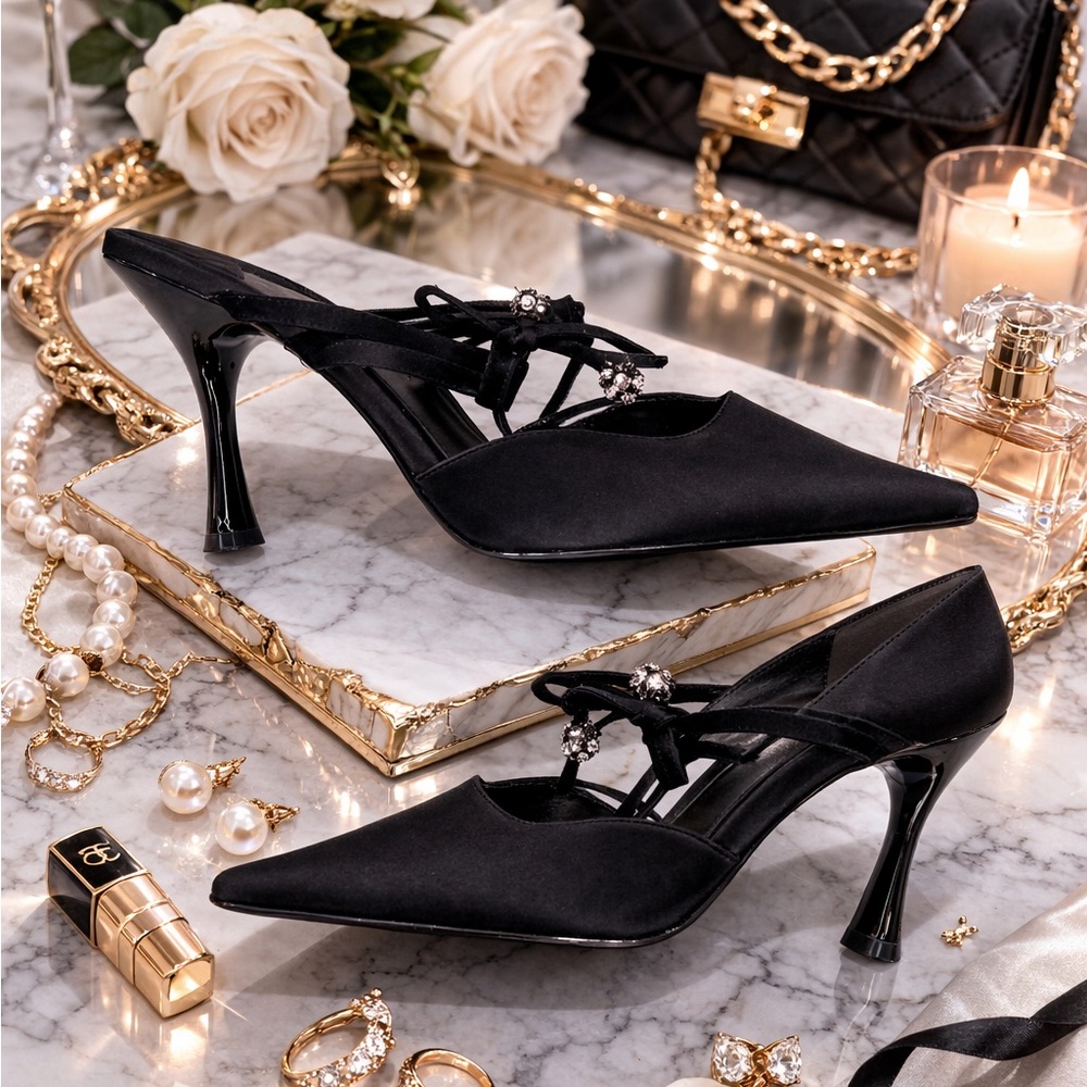 Enzo Angiolini Black Women's Evening Heels Size 7.5